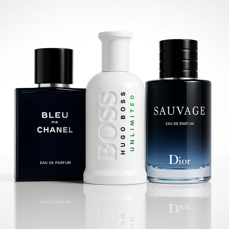 🏆 Trío – Boss Unlimited, Bleu de Chanel & Sauvage 🏆